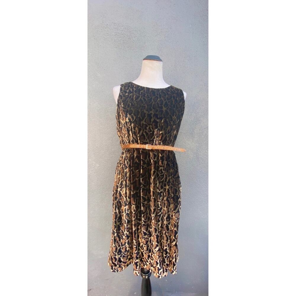 NEIMAN MARCUS EXCLUSIVE velvet leopard sleeveless dress